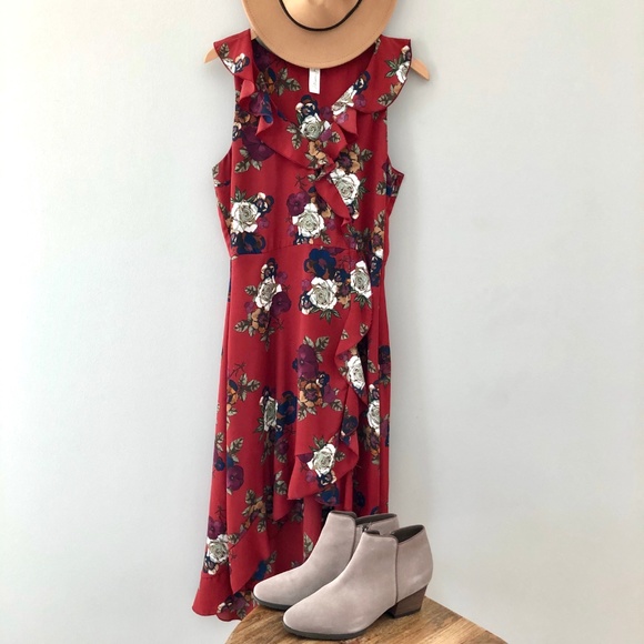 Floral High-Low Ruffle Dress - Picture 2 of 7